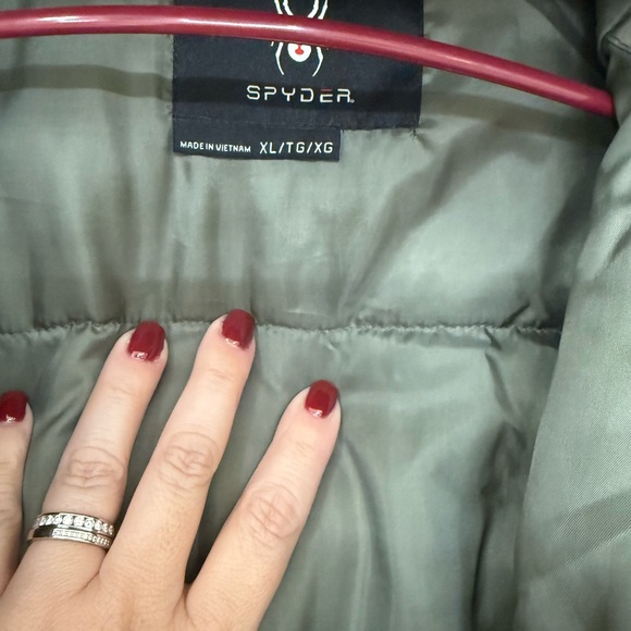 Spyder Olive Puffer Coat with Faux Fur Hood - Picture 7 of 7